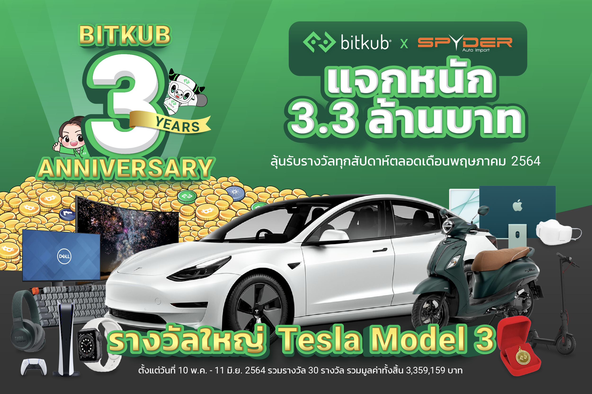 Bitkub แจกรถ Tesla Model 3